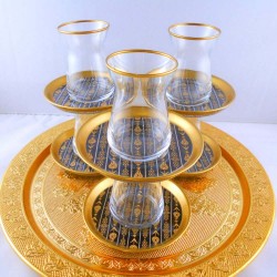 Bohemia Crystal 12 Pcs Black Color Ethnic Tea Cups Set