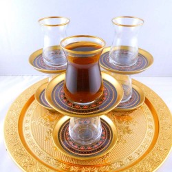 Bohemia Crystal 12 Pcs Black Color Thin Waist Tea Cups Set