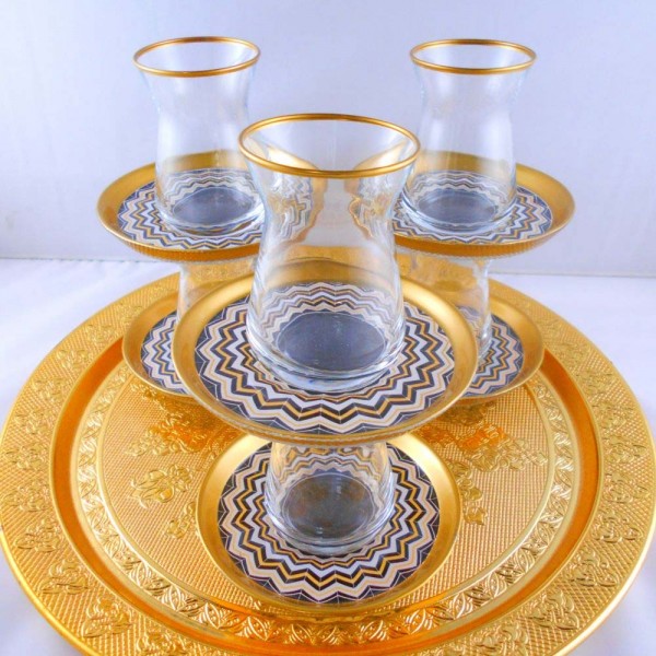 Bohemia Crystal 12 Pcs Ethnic Design Tea Cups Set