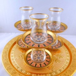 Bohemia Crystal 12 Pcs Gold Color African Tea Cups Set