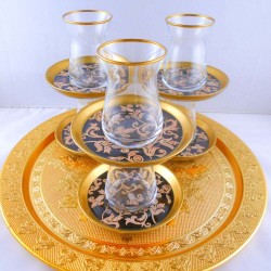 Bohemia Crystal 12 Pcs Oriental Thin Waist Tea Cups Set