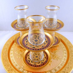 Bohemia Crystal 12 Pcs Ottoman Thin Waist Tea Cups Set