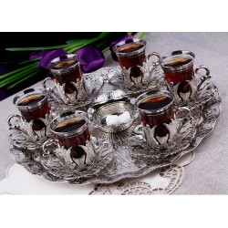 Brass Tea Set For Six People With Tray
