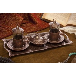 Copper Tea Set For Two With Tray