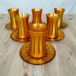 Gold Color Cutting Tea Set For 6 Person