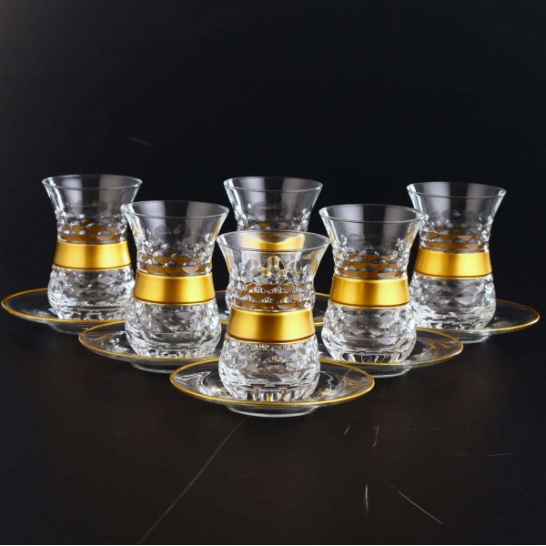 Gold Color Thin Waist Toros Cutting Tea Set
