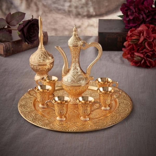 Latest Model Gold Color Moroccan Tea Cups Set