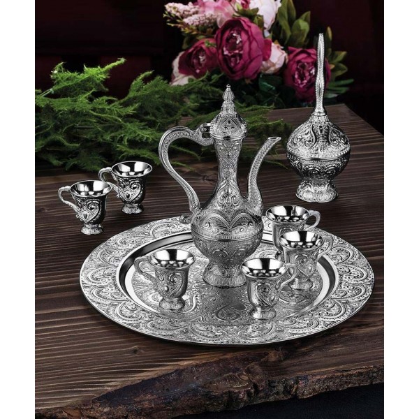 Latest Model Silver Color Moroccan Tea Cups Set
