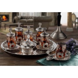 Latest Model Silver Plated Turkish - Arabic Tea Set  With Tray