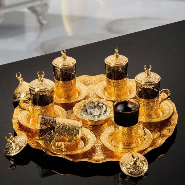 Middle Eastern Tea Set For  Six People With Tray