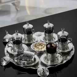 Oriental Tea Set For Six People With Tray