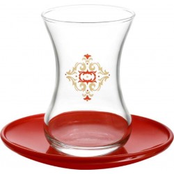 Ottoman Design Turkish Tea Glasses Set With Saucers
