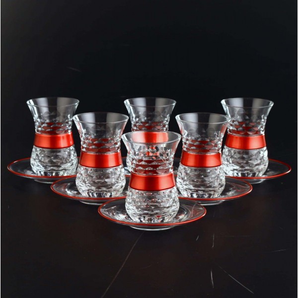 Red Color Thin Waist Toros Cutting Tea Set Red Color Thin Waist Toros Cutting Tea Set