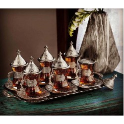 Silver Color Middle Eastern Tea Cups Set For Six People