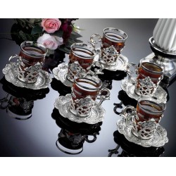 Silver Model Latest Model Turkish Tea Cups Set