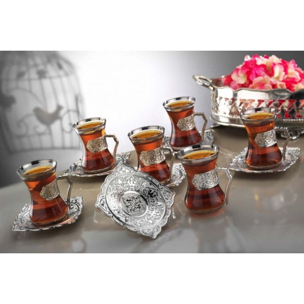 Silver Plated  Arabic Tea Set Plain Model