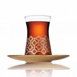 Thin Waist Turkish Tea Glasses Set  With Gold Colour Saucers