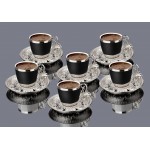 Organic Dyed Luxury Silver Color Coffee Set Black Cups