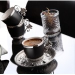 Organic Dyed Luxury Silver Color Coffee Set Black Cups