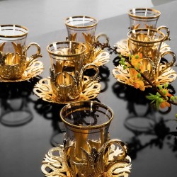 Turkish Tea Cups And Saucers Set For Six People