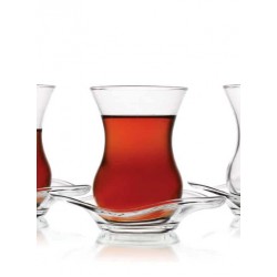 Turkish Tea Glasses Set Classic  Design  With Saucers