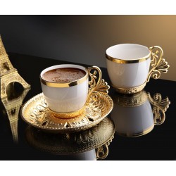 Organic Dyed Luxury Gold Color Coffee Set White Cups