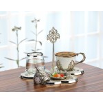 Trigon Style Turkish Coffee Set Silver for One Person