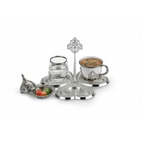 Trigon Style Turkish Coffee Set Silver for One Person