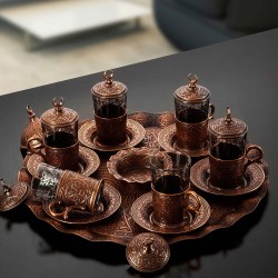 Turkish Vintage Tea Set For Six People With Tray