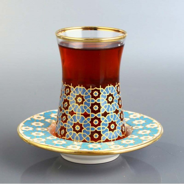 Turquois Color Thin Waist Arabic Tea Set 12 Pcs