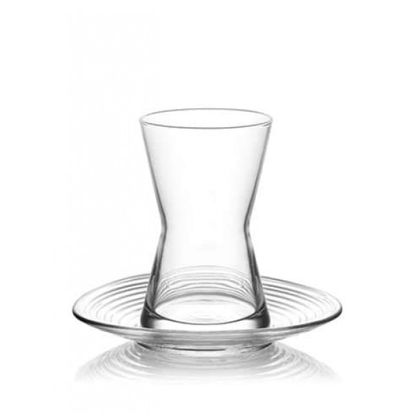 Ultra Thin Waist Turkish Tea Glasses Set Classic Design  With Saucers